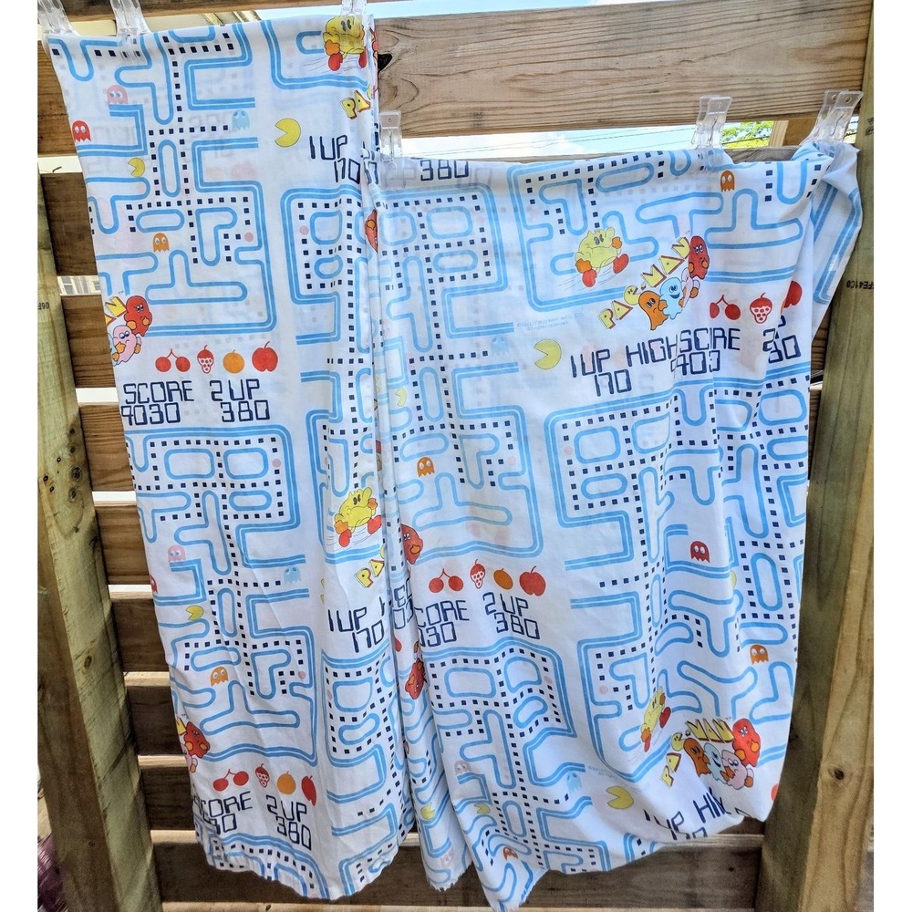 Vintage Pac-Man Dan River Dantrel Flat & Fitted Sheets Arcade 1980s Twin Bally